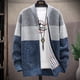 thumbnail image 1 of Suéter holgado con cuello redondo y cremallera para hombre, chaqueta de punto informal gruesa con forro polar, otoño e invierno, 1 of 4