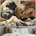 thumbnail image 2 of Chilfamy  Japanese Dragon Tapestry For Bedroom Aesthetic Sunset Cherry Blossom Tapestries Japan Ukiyoe Wave Room Wall Decor for Living Room Dorm 40x30inch, 2 of 6