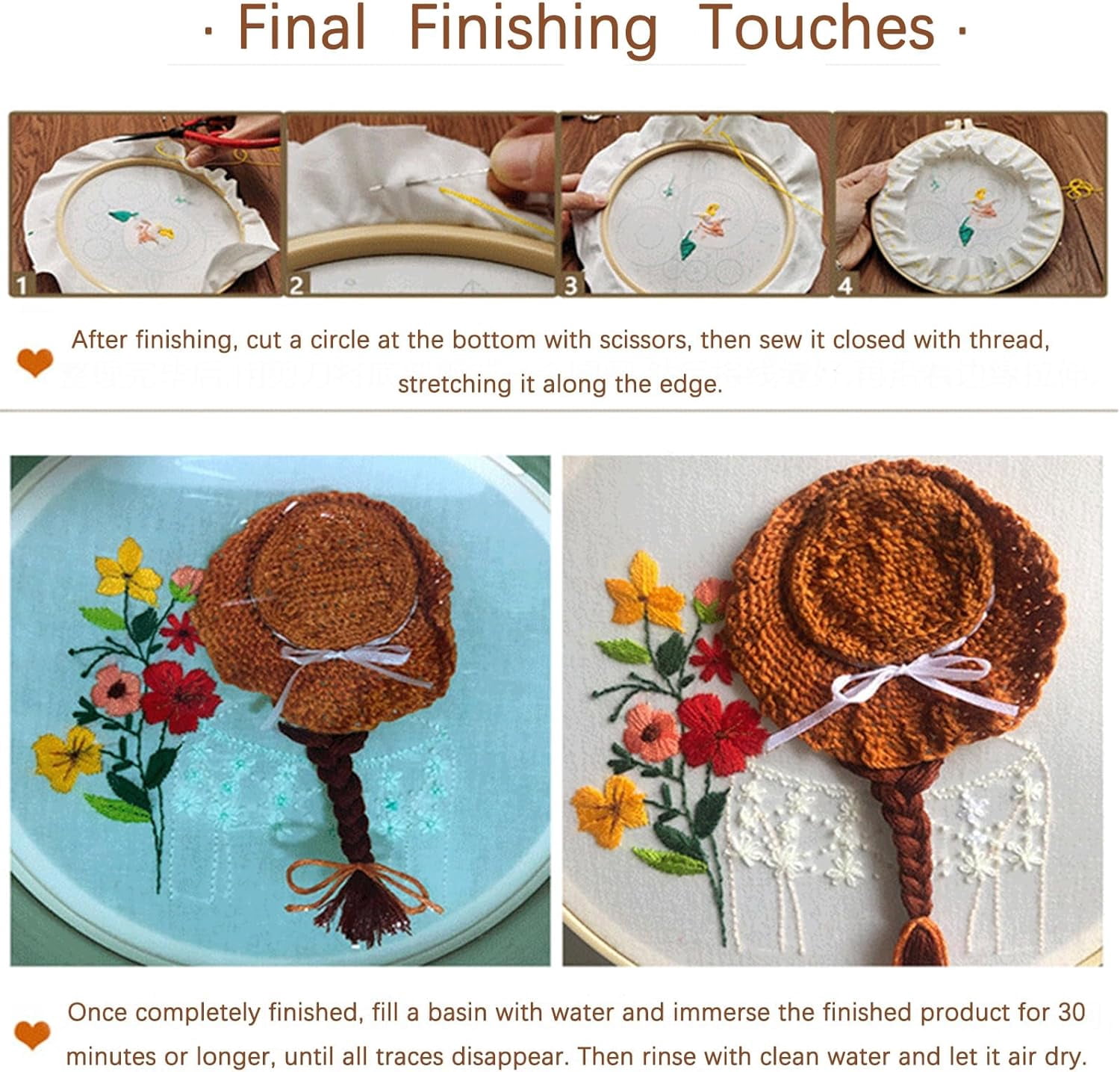 Embroidery Kit for Beginners Adults Starter Kit, Cross Stitch Kits,DIY Hand Embroidery Needlepoint Set with Hoop, Pre-Printed Fabric, Threads and Instructions(x)