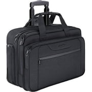 KROSER Rolling Laptop Bag Briefcase For 17.3" Laptop Overnight Roller Work Case-Black