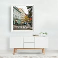 thumbnail image 2 of Americké náměstí, Prague 02 - Prague Czechia Photography Street Photography Architecture City Autumn Neon Sign White Framed Wall Art Print 18 x 24 inches, 2 of 3