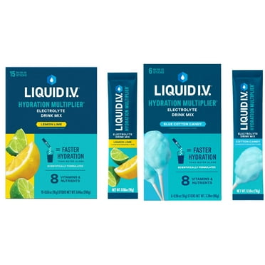 Liquid I.V.® Lemon Lime   Cotton Candy Hydration Multiplier® Combo Pack, 15 count   6 count packets, 2 pack