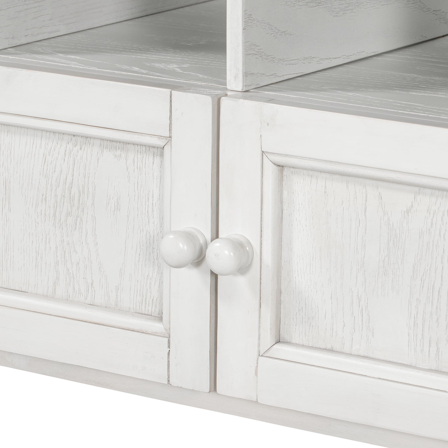 Kadyn Rustic Style Two-Door Storage Bench, Shoe Entryway Bench with Linen Upholstered Top Cushion, Pine Organizer Footrest Bench Ottoman for Entryway, White Kadyn Rustic Style Two-Door Storage Bench, Shoe Entryway Bench with Linen Upholstered Top Cushion, Pine Organizer Footrest Bench Ottoman for Entryway, White