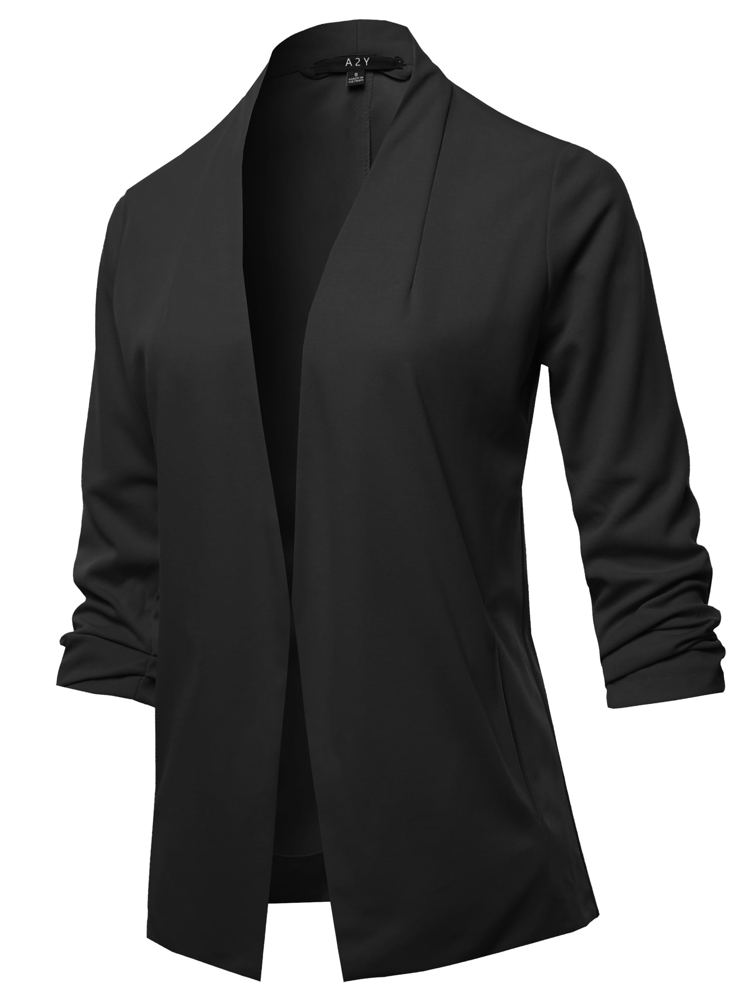 A2Y Women's Open Front Crepe Stretchable 3/4 Sleeve Office Blazer