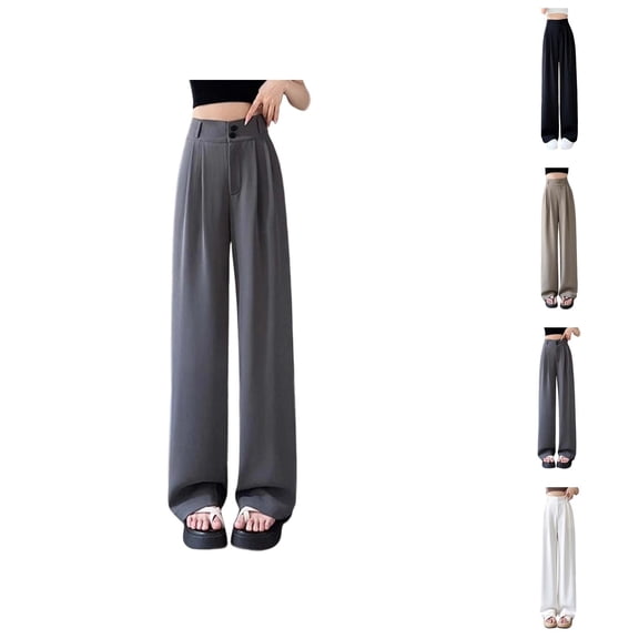 Womens Casual Pants Womens Wide Leg Pants Women's High Waisted Straight Leg Pants Flowy Wide Leg Trousers Soft Chiffon Casual Comfortable Lightweight Breathable for Everyday Activities