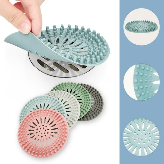 5pcs Hair Catcher Durable Silicone Hair Stopper,Kitchen Sink Stopper Shower Drain Covers,Easy to Install and Clean,Suit for Bathroom Bathtub and Kitchen,Multi-Color
