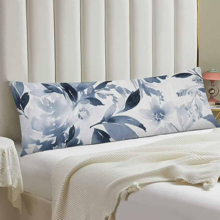 Floral Body Pillow Cover 20x54 Inches - Colorful Flowers Pattern, Zipper Closure, Soft Microfiber