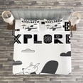 thumbnail image 3 of Ambesonne Explore Quilted Bedspread Set 3 Pcs, Hand Drawn Bunny Plane, King Size, Black and White, 3 of 3