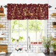 thumbnail image 3 of Merry Christmas Valances for Windows Vintage Gold Xmas Tree Snowflakes Red Plaid Rod Pocket Curtain Valance Window Treatment Short Curtains for Kitchen Living Room, 60"x14", 3 of 5