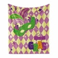 thumbnail image 1 of Mardi Gras Soft Flannel Fleece Throw Blanket, Checkered Pattern with Stars Graphic Harlequin Festival Composition, Cozy Plush for Indoor and Outdoor Use, 70" x 90", Pink Yellow Green, by Ambesonne, 1 of 6