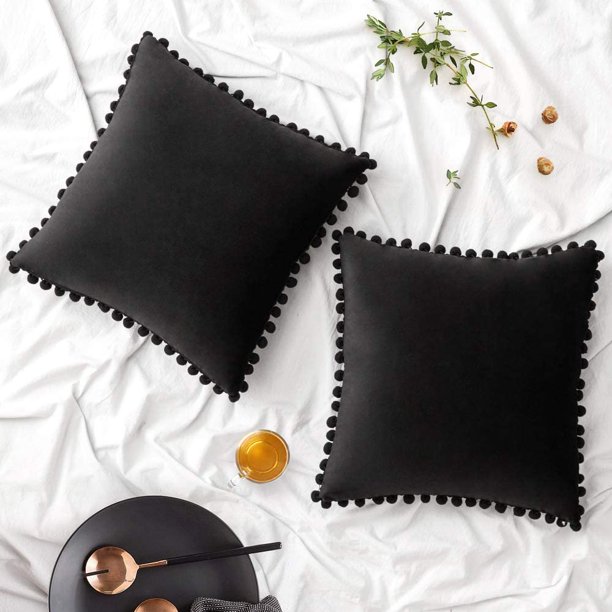 2 fundas de almohada negras, 65 x 65 cm. Ofspeizc LRWJ223-121