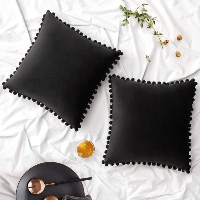2 fundas de almohada negras, 65 x 65 cm. Vhermosa LRWJ223-121