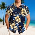 thumbnail image 2 of oelaio Mens Short Sleeve Button Down Shirts Loose Fit Casual Aloha Shirt Floral Hawaiian Shirts Beach Vacation Tops Multicolor L, 2 of 7