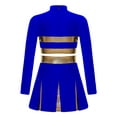 thumbnail image 2 of TiaoBug Girls Halloween Cheerleading Costume Crop Top with Mini Skirt Outfit High School Competition Dance Uniform Blue 6, 2 of 7