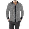 thumbnail image 1 of Men's Shiny Sequined Mesh Top, 60s 70s Disco Dance Shirt, 1 of 2