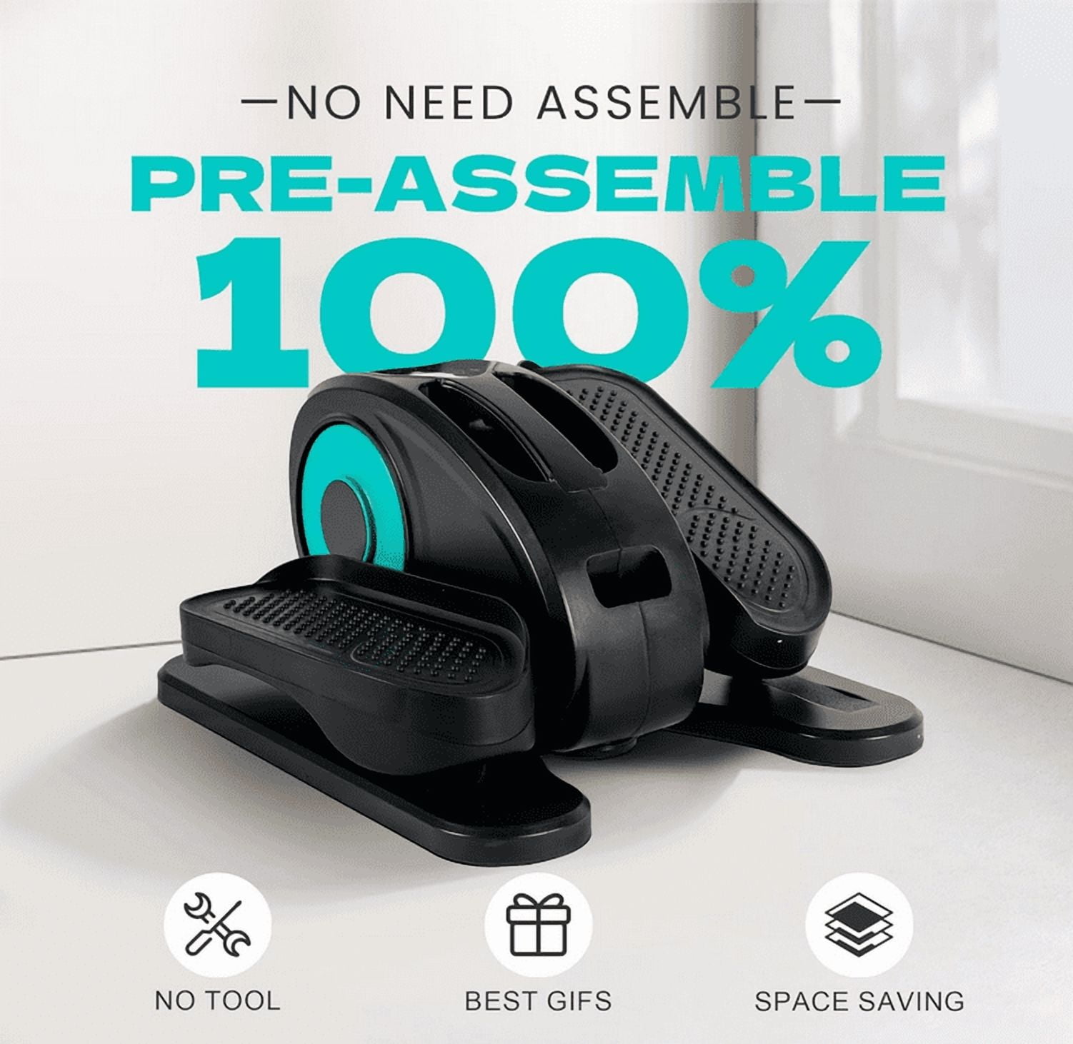 Under Desk Elliptical Machine - Electric, Quiet & Fully Assembled for Seniors. Portable Seated Leg Exerciser with Remote Control. ESL Pedal Trainer