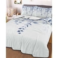 thumbnail image 2 of Quilts Twin Size, Blue Grey Eucalyptus Leaves Soft Comforter Bedding Set for Bed, Spring Rustic Botanical Lightweight Quilted Bedspread with Pillow Cover(2 Pieces) for All Season, 68x86 Inch, 2 of 6