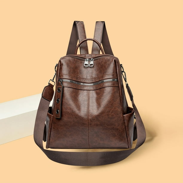 Bolso bandolera de piel para mujer | Bolso/bolsa de moda de gran capacidad | Material de PVC | Bolso de viaje multifunción para cercanías | Café marrón | 28x26x10cm | 1 Paquete