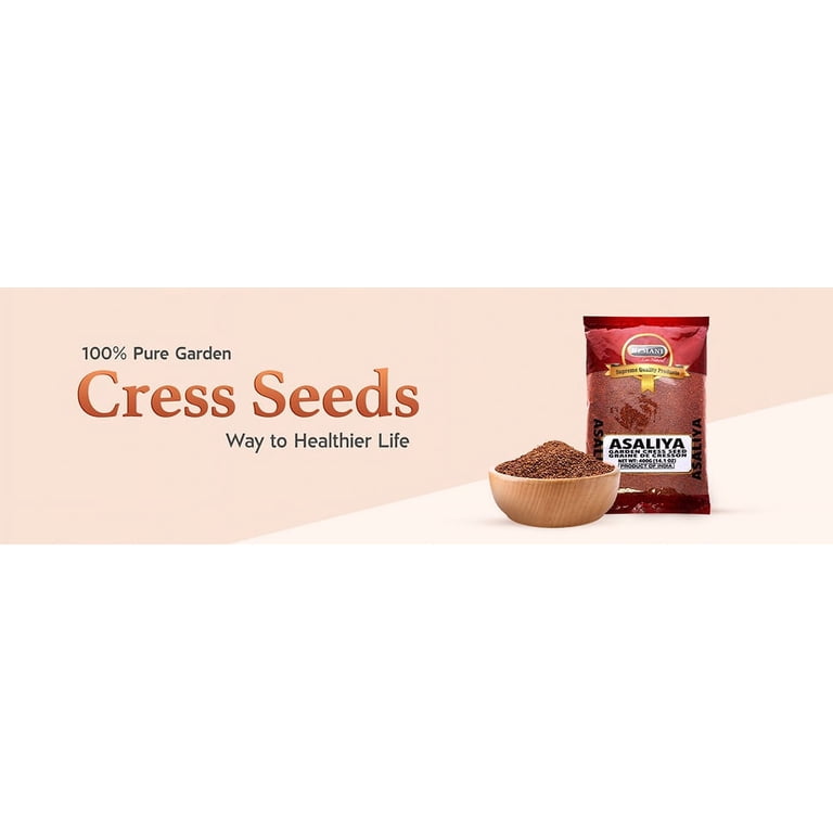 Hemani 100% Pure Garden Cress Seeds - Lepidium sativum - Halim Aliv -  Rashad Seed - 400g (14oz) -   - Walmart.com