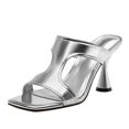 thumbnail image 1 of Sandalias de tacón WAYDERNS Silver para mujer, punta abierta, tacón de 9 cm, 1 of 8