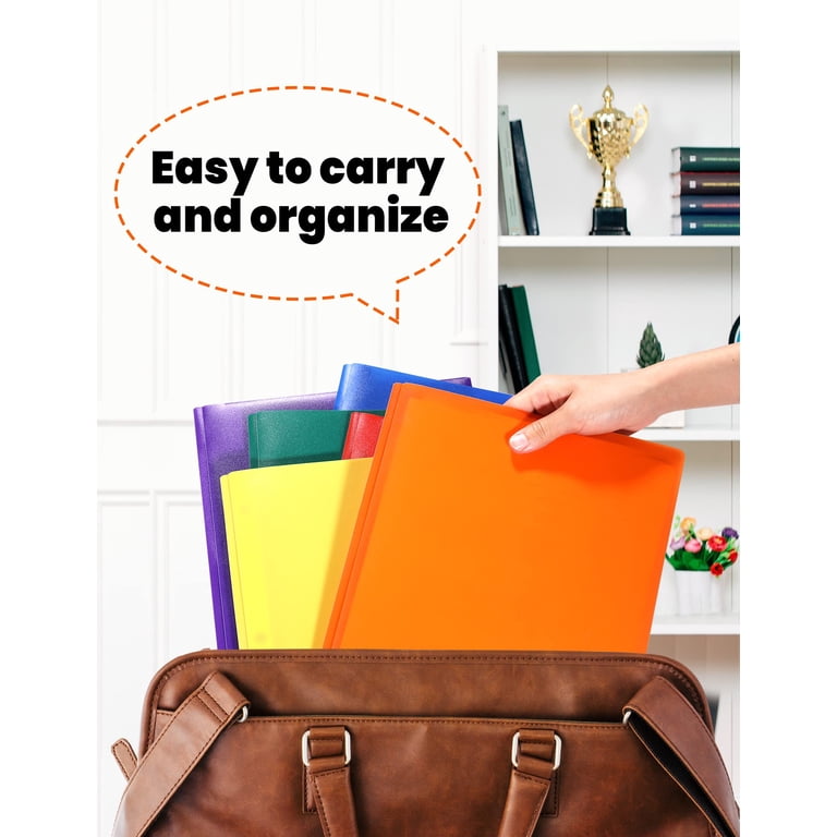SUNEE 3-Prong Plastic Folders with Pockets, 6 Count photo 4