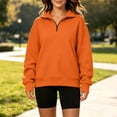 thumbnail image 2 of Sweatshirt For Women Plus Size Casual Long Sleeve Collared Shirt Lightweight Half-Zip Solid Color Loose Pullover Tops for Outdoor Hiking Sport Womens Clothes, 2 of 7