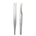 thumbnail image 1 of 2 Pcs Pinces à Extensions de Cils en Acier Inoxydable Pointe Droite Courbée Pinces à Cils pour Applications d'Extensions de Cils avec Boîte de Rangement, 1 of 7