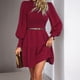 thumbnail image 2 of Gibobby Vestidos de sueter Vestido corto de manga larga con cuello de informal para mujer para otoño invierno color sólido(Rojo,M), 2 of 5