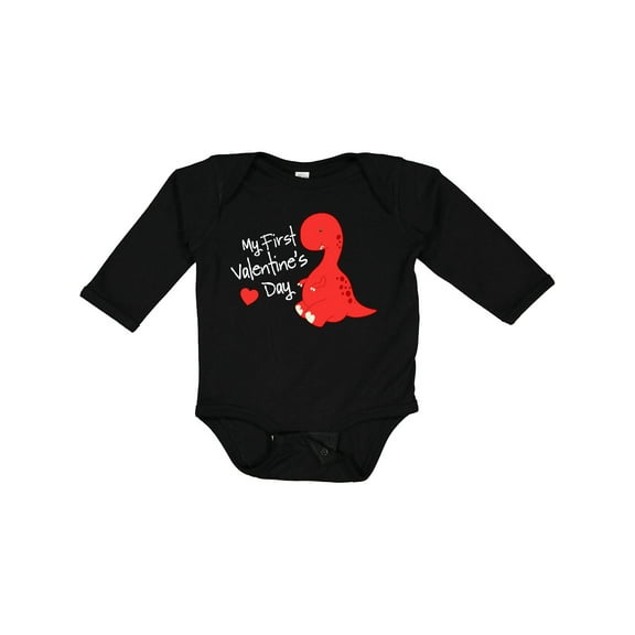 Inktastic My First Valentine's Day Red Dinosaur with a Heart Boys or Girls Long Sleeve Baby Bodysuit