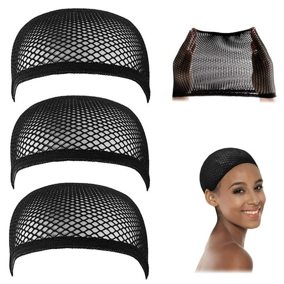 Crochet Wig Caps, Black Mesh Wig Caps for Wigs, 3 Pack