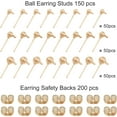 thumbnail image 2 of 150 Pcs Earrings Post Stud with 200 Pcs Metal Earring Safety Backs，Hypoallergenic Ball Post Earrings with Loop Round Ball Spherical Earrings for DIY Jewelry Dangle Earring Making, 2 of 5