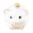 thumbnail image 2 of perfk Glass Pig Piggy Bank Money Saving Jar Cute Piggy Bank for Entrance Bar Decor Pink round mouth, 2 of 9