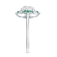 thumbnail image 3 of Rosec Jewels Lab Diamond Flower Engagement Ring with Natural Emerald - Statement Ring - EF-VS Grade, 925 Sterling Silver, US 4.00, 3 of 8