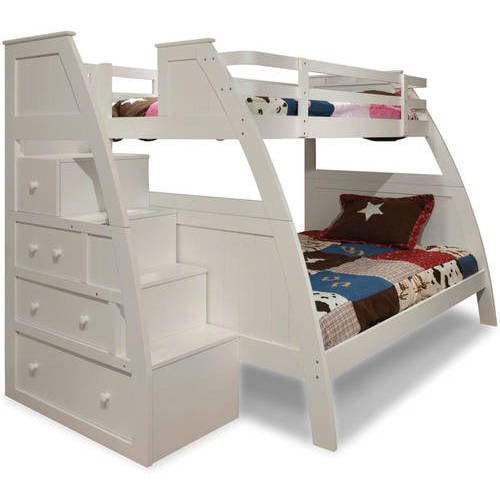 Sebring Twin Over Full Bunk Bed, Keystone Gray Stairway Bunk Bed With Storage Trundle Unit