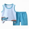 thumbnail image 5 of Kaprioy Summer Outfits Set For Kids Boys Baby Toddler Cartoon Outfits Vest Sleeveless Printed Dinosaur Tops+Shorts Boys' Shorts Sets, 5 of 5