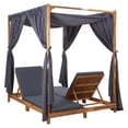 thumbnail image 2 of vidaXL Solid Acacia Wood Double Sun Lounger Sun Bed Cream White/Dark Gray, 2 of 13