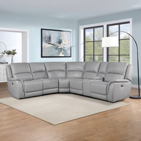 Steve Silver Alexandria Leather 5pc Power Sec, Stone