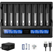 8 Slots 18650 Battery Charger XTAR VC8 Charger USB C 3A Fast Charger 21700 Battery Charger with LCD Display for 3.6V