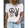 thumbnail image 1 of Hippy Graphic Print T-shirt, Short Sleeve Crew Neck Casual Top For Summer & Spring, Women's Clothing, 1 of 4