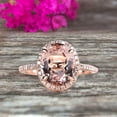 thumbnail image 2 of 8x6mm Oval Cut Pink Morganite Engagement Ring 2 Carat Solid 10k Rose Gold Wedding Ring Promise Ring for Bride Halo Design, 2 of 5