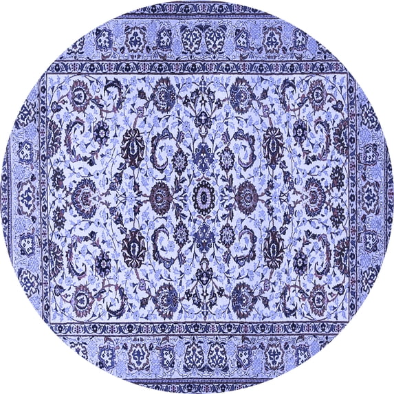 Ahgly Company Machine Washable Indoor Round Persian Blue Traditional Area Rugs, 4' Round