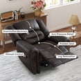 thumbnail image 3 of Bonzy Home Fauteuil Inclinable Manuel Classique, Fauteuils Inclinables en Cuir PU avec Décoration de Rivets Vintage, Sofa Inclinable Simple à Poussée pour Salon, Chambre, Brun Foncé, 3 of 9