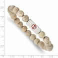 thumbnail image 3 of Stainless Steel Brushed With Enamel Medical Id Camphor Wood Bracelet Made In China -Jewelry By Sweet Pea, 3 of 6