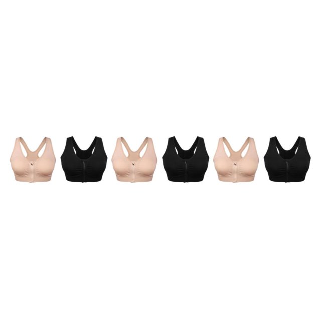 kurtrusly 2pieces Versatile Performance With Wide Application Sports Bra Seamless black+skin color XL 3Set