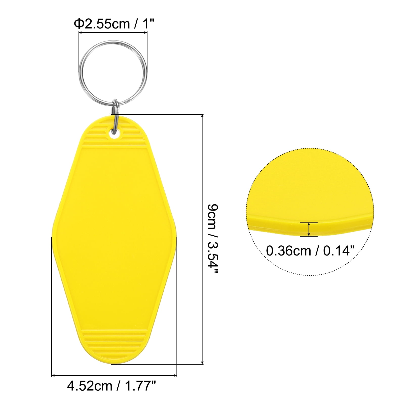 Uxcell 40Pcs Hotel Keychains Blank, Vintage Plastic Rhombus Motel Keychains Hotel Key Tags Key Rings, Yellow