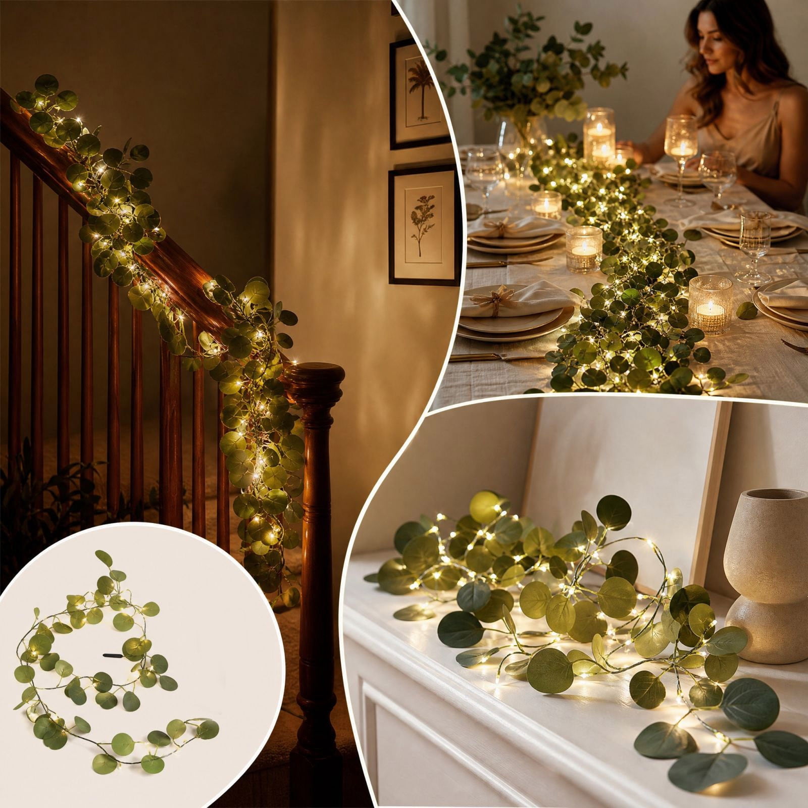 String Lights, Artificial Leaf Vine Lights with Warm White LEDs – picture 5