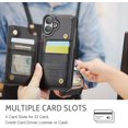thumbnail image 3 of KOMI for iPhone 16 Case with RFID Blocking and 4 Credit Card Holder, Premium Durable Slim Leather Magnetic Clasp Kickstand Heavy Duty Shockproof Protective Cover Black, 3 of 5