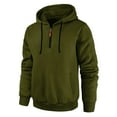 thumbnail image 5 of Dwralegc Hoodies for Men Fleece Long Sleeve Pullover Hoodies Casual 1/4 Zip Up Drawstring Hooded Sweatshirt Fall Trendy Solid Color Hoody Top with Kangaroo Pockets Army Green 3XL, 5 of 5