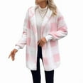 thumbnail image 5 of WTOBBY Women's Plaid Mid-Length Plush Cardigan, Hooded Winter Warm Jacket, Cozy Fleece Lining, Casual Oversized Fit, Perfect for Cold Weather Layering,Pink XL, 5 of 5