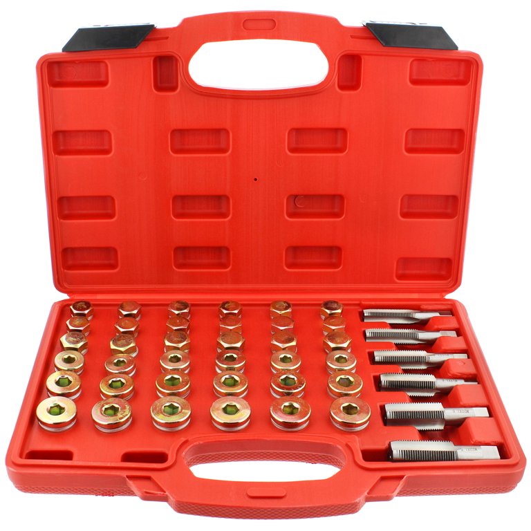 Qiilu 114 Stks Olie Pan Draad Reparatie Kit, M M17 M20 M22 Sump Versnellingsbak Drain Plug Tool Set